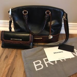 Brahmin Black Duxbury Satchel and matching wallet